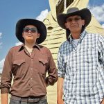 Kobe Wolf Child, left, and Warren Many Grey Horses, who work in agriculture on southern Alberta’s Blood Indian Reservation.