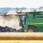 Cereals get harvested near Rathwell, Man. 