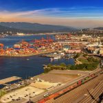 Aerial view of Centerm, a Burrard Inlet terminal for containerized cargo at the Port of Vancouver. (Bloodua/iStock/Getty Images)
