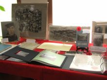 Materials displayed at the MacGregor library commemorate local veterans and service members.
