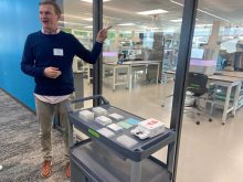 Tim Kelliher, head of Crop, Trait and Technology Discovery with Syngenta Seeds talks about how new genetic techologies are applied to seed selection during a recent tour at a Syngenta facility near Malta, Ill.