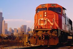 File photo of a CN locomotive in Chicago. (Photo courtesy CN)