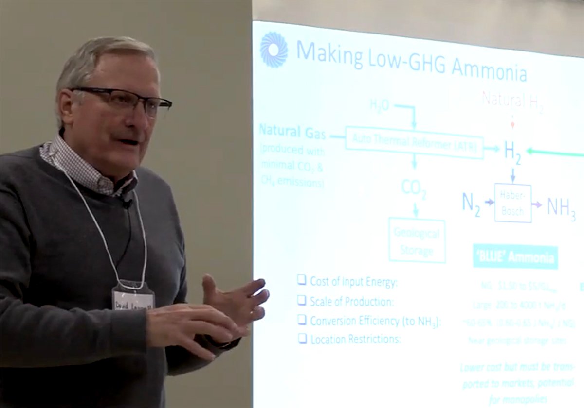 David Layzell from the University of Calgary spoke about green ammonia at the Western Canada Green Ammonia Workshop recently.