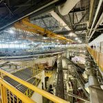 Inside the Canadian Light Source at the University of Saskatchewan, looking down at the synchrotron.