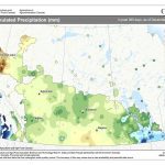 This map shows the total amount of precipitation that fell across the Prairies during 2024. Looking at the map you can see that most of Manitoba saw over 500 mm while far northwestern Alberta received less than 300 mm.