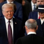 U.S. President-elect Donald Trump is sworn-in as the 47th president of the United States by Chief Justice John Roberts as Melania Trump holds the Bible on the inauguration day of his second Presidential term in Washington, U.S. January 20, 2025. Julia Demaree Nikhinson/Pool via REUTERS
