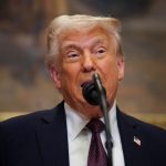 U.S. President Donald Trump delivers remarks, in the Roosevelt Room at the White House, in Washington, D.C., U.S., March 24, 2025. REUTERS/Carlos Barria
