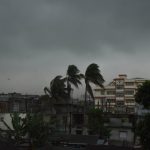 Dark clouds gather in the sky before a thunder shower in Nagaon District, Assam, India, on April 10, 2025. Photo: Anuwar Hazarika/NurPhoto
