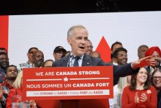 Canadian Prime Minister Mark Carney speaks in the small hours of April 29, 2025, in Ottawa after his Liberal Party won the general election the previous day. Photo: Kyodo/Reuters Connect
