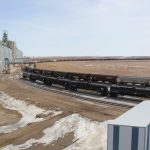 A view of Ceres Global Ag’s Northgate, Sask. facility as seen from its fertilizer shed in 2018. (Grainews photo by Lisa Guenther)
