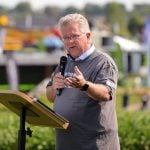 Senator Rob Black speaks at Canada’s Outdoor Farm Show in September of 2024. Photo: Diana Martin