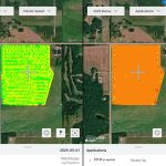 Maps showing sectional control and overlap in a barley field.