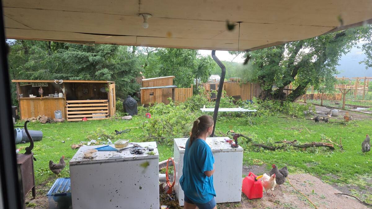 Branches and wreckage cover Kevin Funk's yard after a severe storm the night of July 3. Photo: Kevin Funk