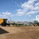 PAMI's combine calibration machine displayed at Prairie Agricultural Machinery Institute in Humboldt at their 50th anniversary open house July 2025. Photo: Janelle Rudolph