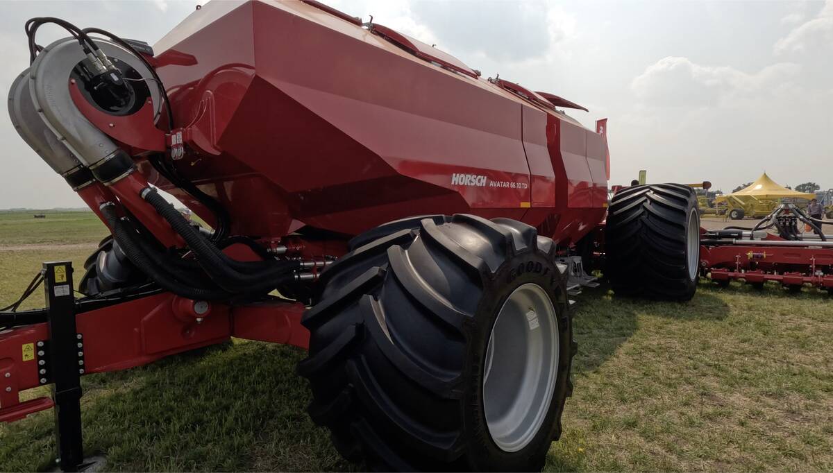 The drill uses an 870-bushel air cart.