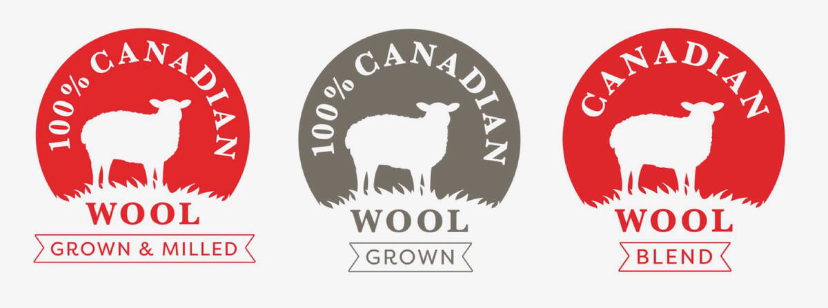 Three product logos denote different levels of Canadian wool production under the Canadian Wool Collective’s domestic-made certification program. Graphic: Canadian Wool Collective