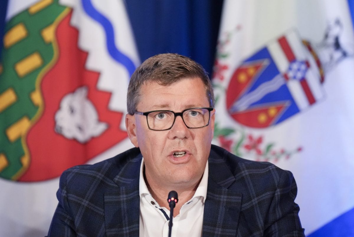 Saskatchewan Premier Scott Moe speaks to the media during the 2025 summer meetings of Canada’s Premiers at Deerhurst Resort in Huntsville, Ont., on Wednesday, July 23, 2025. Photo: Nathan Denette/The Canadian Press via ZUMA Press

