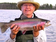 Tim Sopuck with a 53-centimetre rainbow trout taken from Patterson Lake west of Rossburn, Man.