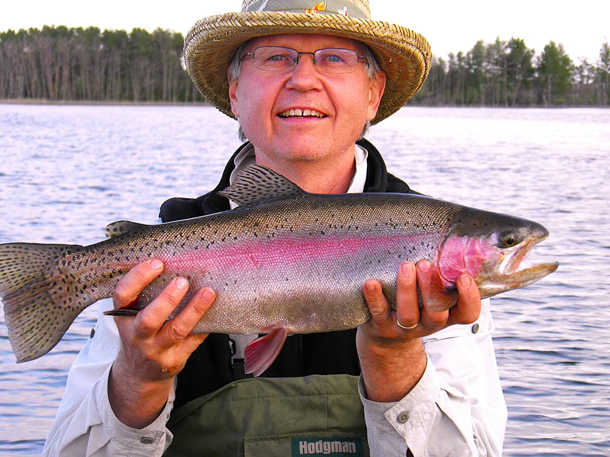 Tim Sopuck with a 53-centimetre rainbow trout taken from Patterson Lake west of Rossburn, Man.