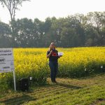 Kaeley Kindrachuk, SaskOilseeds, at NARF field day near Melfort, SK.