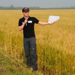 Andrew Hector at the 2025 Manitoba On Farm Research Network Field day at Beaver Creek Farm. Photo: Gord Leathers.