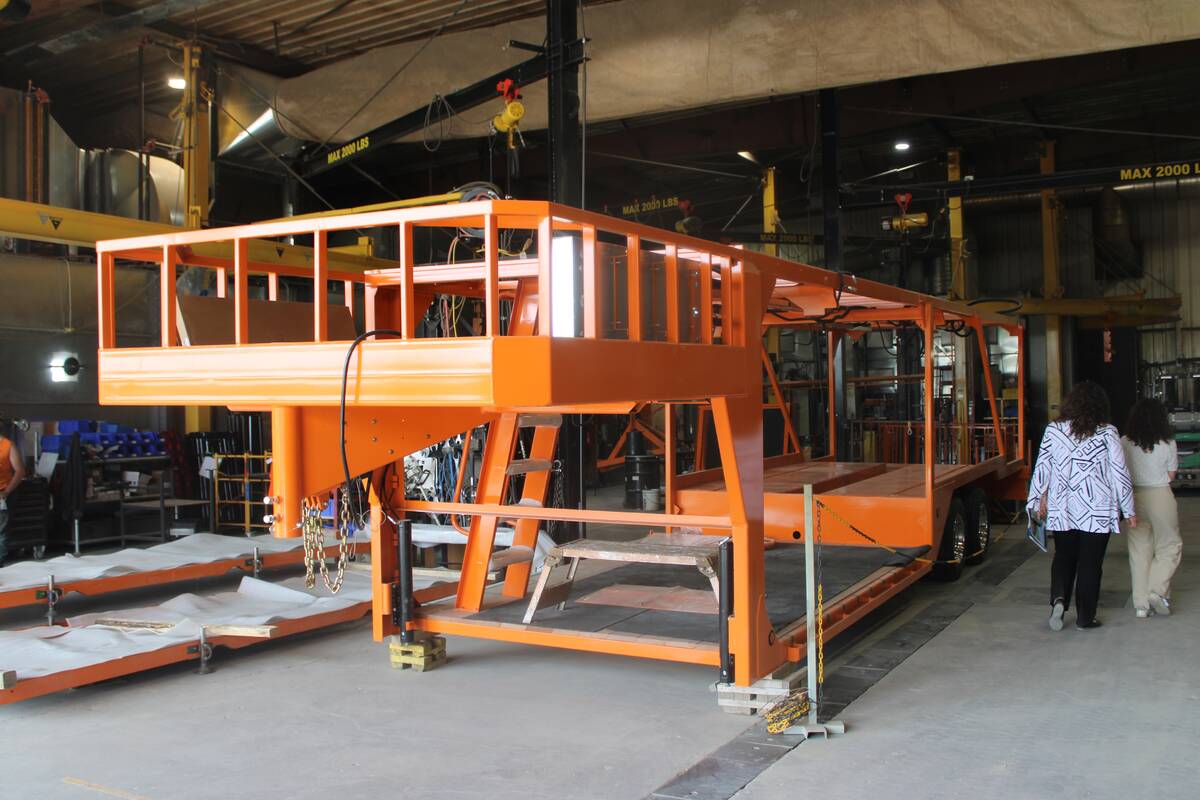 Dash sprayer tender trailers are a key product for Canadian farm equipment maker PhiBer Manufacturing, which is based in Crystal City, Man. Photo: Scott Garvey