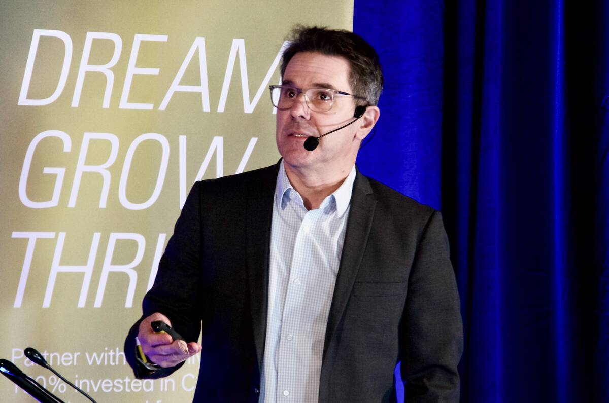 FCC’s J.P. Gervais (shown here speaking at a past Manitoba Ag Days) warned that canola profit margins are being chipped at this year. Photo: File
