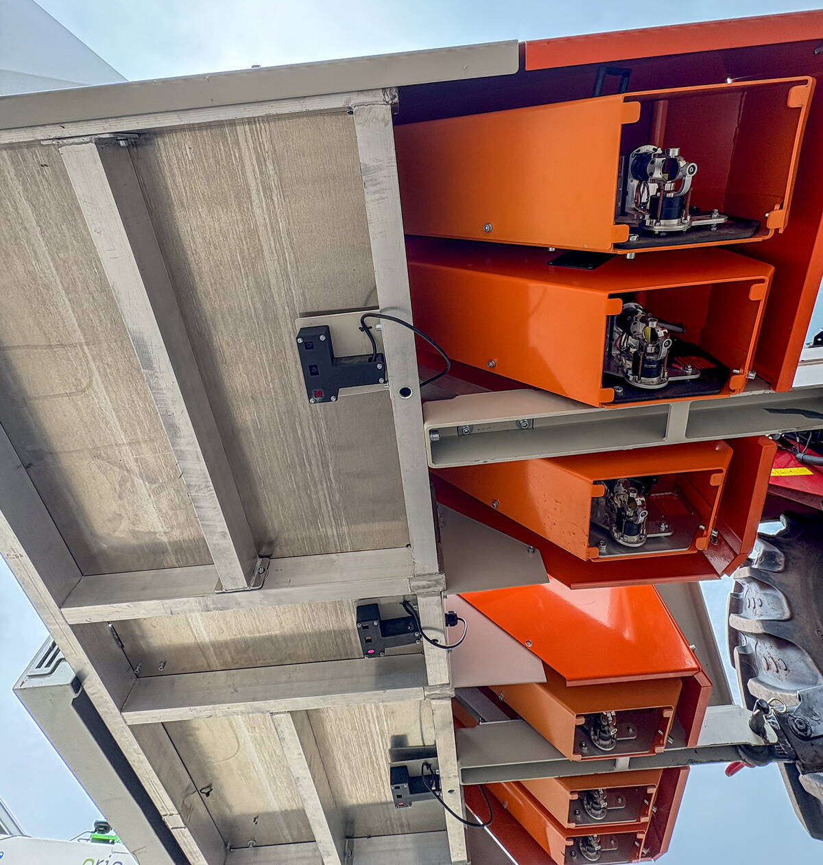 Pixelfarming Laser One–i’s six laser units use high voltage to energize a CO2 tube to create a focused beam to boil a plant cell’s liquid, effectively destroying the plant. Photo: Diana Martin