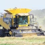 A Lexicon combine harvests crop near Altamont in 2020. PHOTO: ALEXIS STOCKFORD