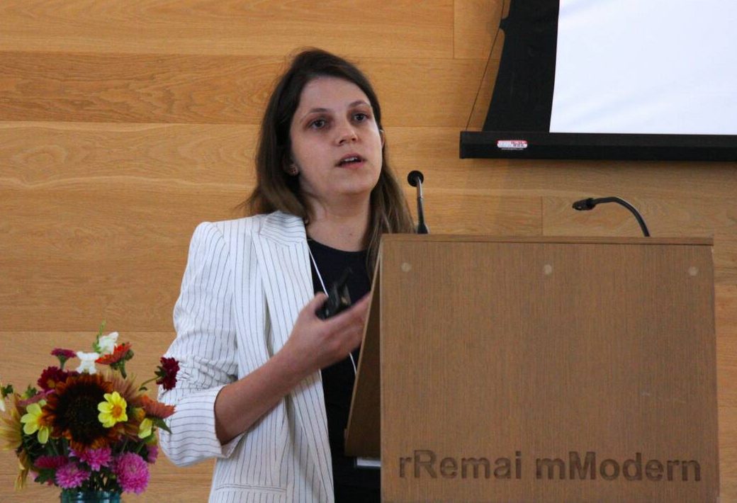 Sheila Andrade, University of Saskatchewan PhD student, presents her research at the Pan American Light Sources for Agriculture conference in August. Photo: Janelle Rudolph