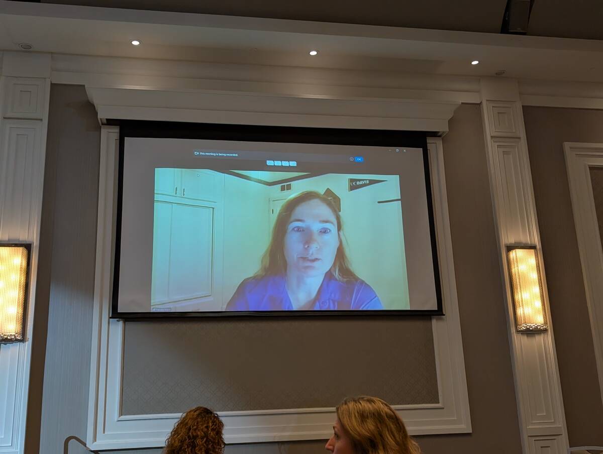Natalie Ward of the California Department of Food and Agriculture speaks virtually at the AHC forum in Ottawa in late September. Photo: Jonah Grignon