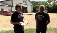 Rick Rutherford talks with digital editor Greg Berg at the 4R Field Day at Rutherford Farms on Aug. 6, 2025.
