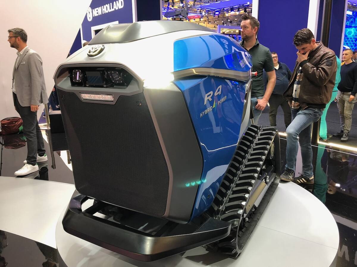 CNH's R4 concept robot on the floor at Agritechnica 2025. Photo: Greg Berg