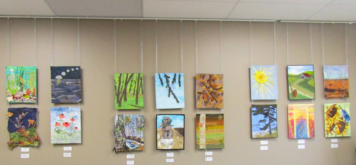 The art exhibit at the MacGregor library explores different uses of wool, thread and other fabric or textiles. Photo: Donna Gamache
