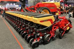 Väderstad’s new and improved row unit on a Tempo L 8-24 planter at Agritechica 2025.  Photo: Greg Berg