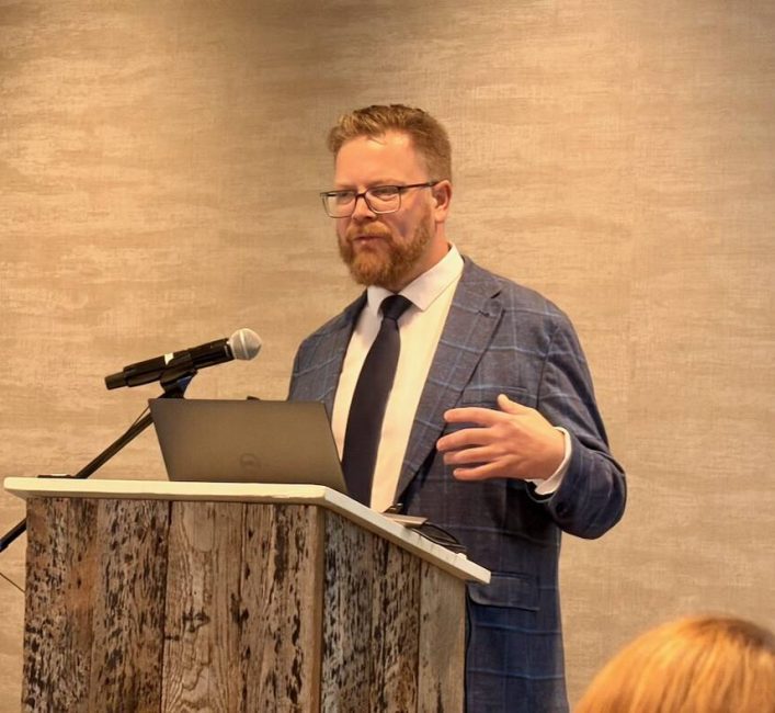 Michael Steele, a research and professor at the University of Guelph at Dairy at Guelph's annual research day in November 2025. Photo: John Greig