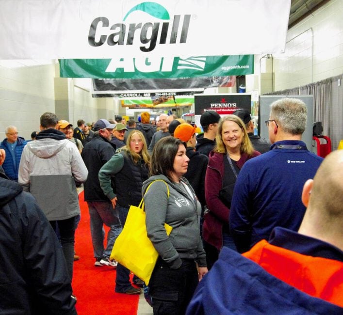 Thousands crowd into the hallways of Brandon's Keystone Centre over the three days of Manitoba Ag Days 2025. Photo: Alexis Stockford