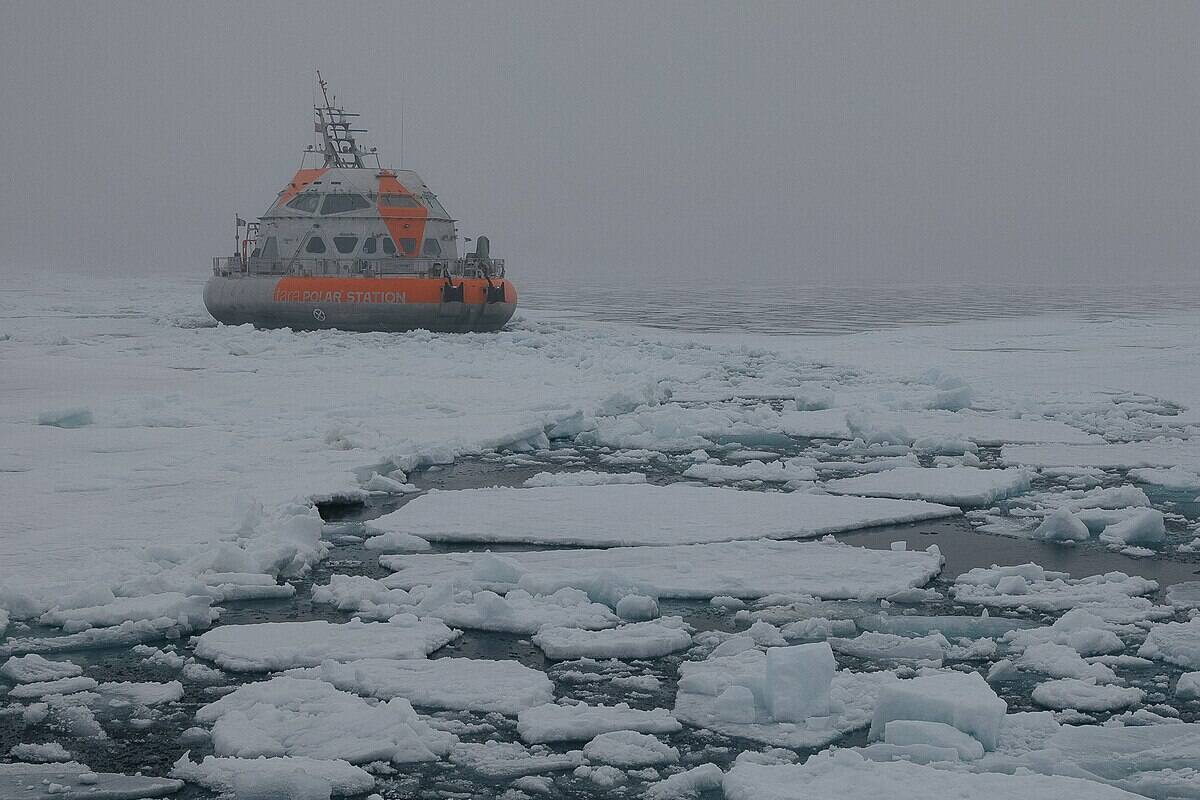 Taras Polar Station in sea ice, July 7,2025. Photo: Evgenii Salganik/Creative Commons
