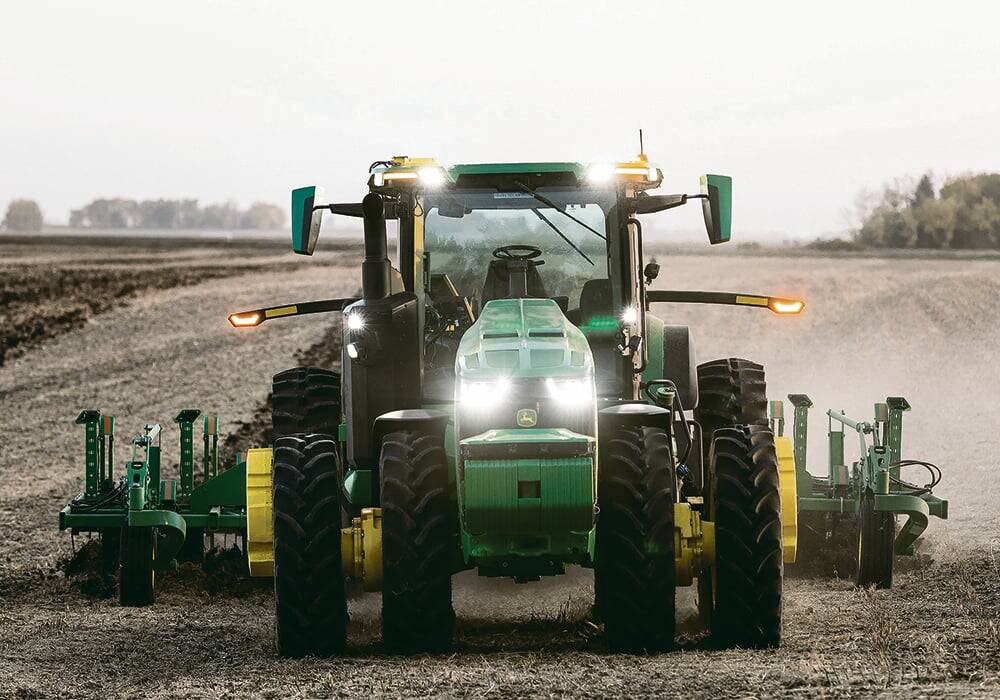 John Deere introduced its fully autonomous 8R tractor for tillage applications in 2022 and began offering it commercially on a limited basis in 2023. Photo: John Deere