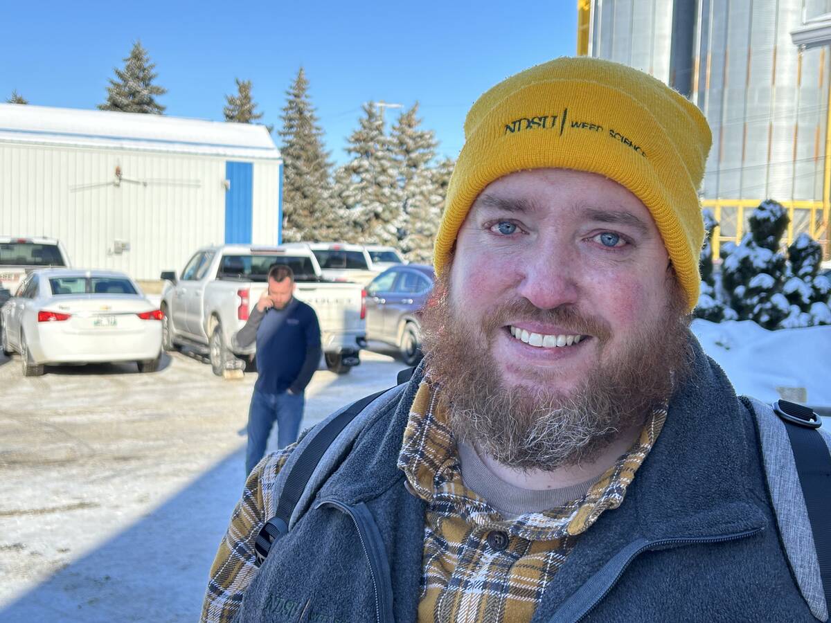 Joe Ikley, a weed scientist at North Dakota State University in Fargo, says farmers in his state are reporting kochia 'escapes' - where glufosinate fails to kill several kochia plants in a field | Robert Arnason photo