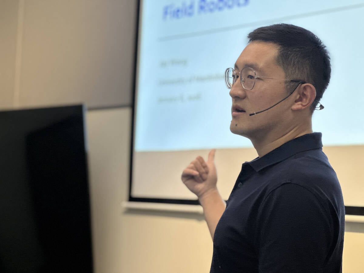 Jay Wang, assistant professor from the University of Manitoba faculty of mechanical engineering, says farm fields pose unique challenges for autonomous robotics. Photo: Don Norman