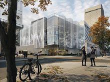 This conceptual rendering shows what Cereals Canada&rsquo;s proposed new Global Agriculture Technology Exchange building will look like in downtown Winnipeg. Farmers at the recent SaskWheat annual meeting in Saskatoon had plenty of questions about the project. Image: Cereals Canada