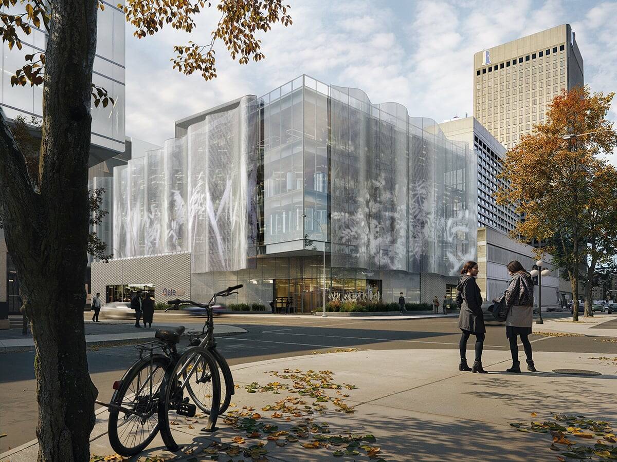 This conceptual rendering shows what Cereals Canada’s proposed new Global Agriculture Technology Exchange building will look like in downtown Winnipeg. Farmers at the recent SaskWheat annual meeting in Saskatoon had plenty of questions about the project. Image: Cereals Canada