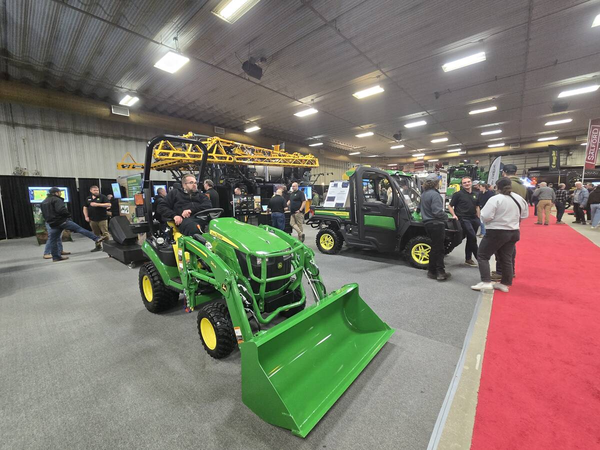 John Deere equipment at Manitoba Ag Days in Brandon, running from Jan. 20-22, 2026. Photo: Miranda Leybourne
