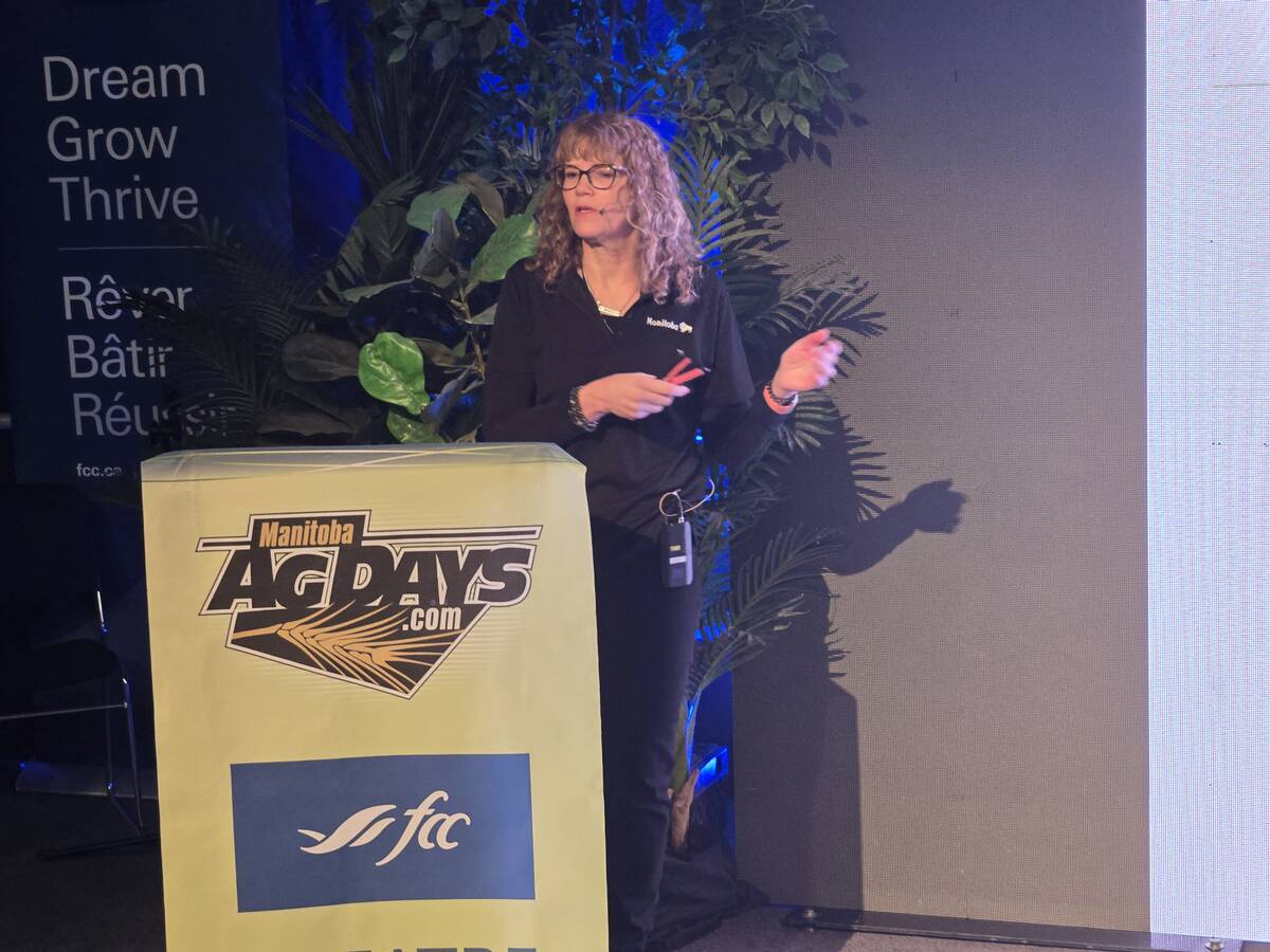 Kim Brown, a weeds specialist with Manitoba Agriculture, touched on the problem of wild oats in a talk she gave at Manitoba Ag Days 2026 in Brandon Jan. 21. Photo: Miranda Leybourne