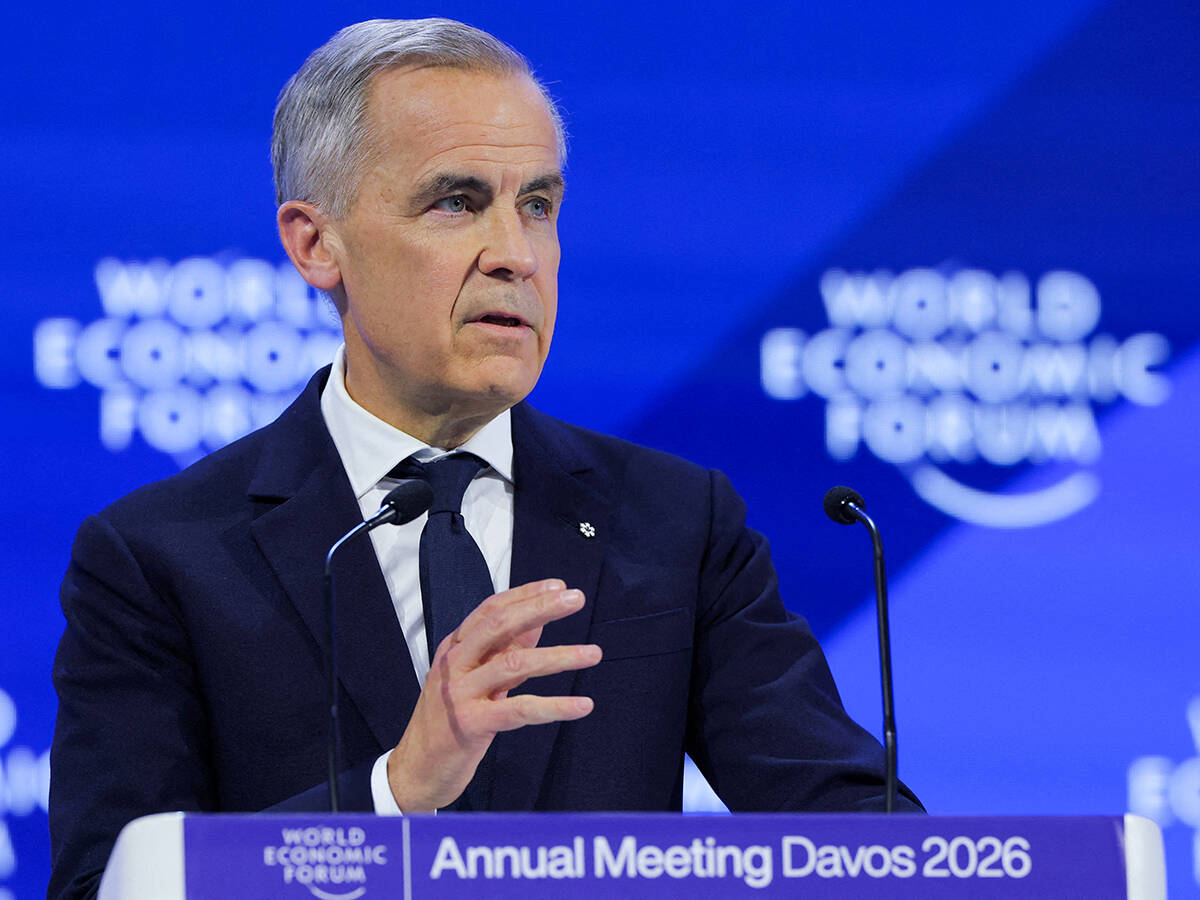 Canada&rsquo;s Prime Minister Mark Carney speaks during the 56th annual World Economic Forum (WEF) meeting in Davos, Switzerland, Jan. 20, 2026. REUTERS/Denis Balibouse/File Photo