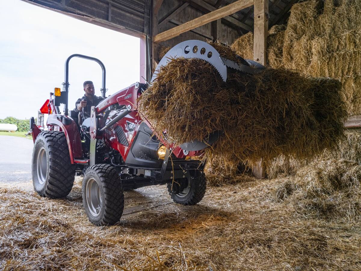 Case IH&rsquo;s 40A compact tractor with a grapple attachment.  Photo: CNH