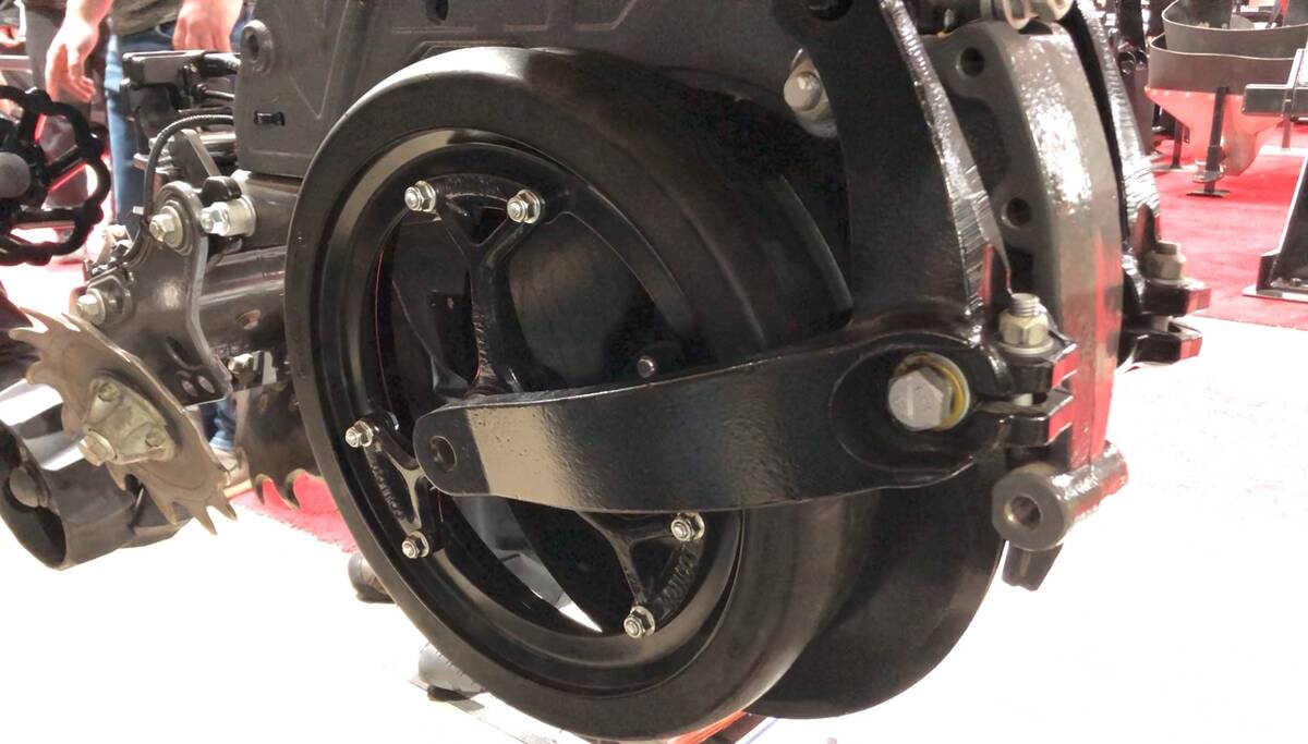 The company claims the trailing gauge wheel arm assembly design on the CornerStone offers a smoother ride, compared to the forward-mounting design found on some traditional row unit planters. Photo: Greg Berg