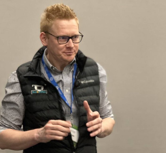 Marcel Kringe, founder of Bushel Plus, speaks at the CropConnect conference in Winnipeg in February. Photo: Don Norman