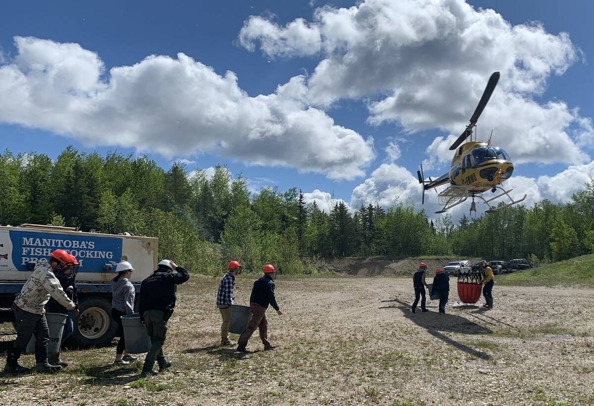 Arctic char is stocked at Snail Lake with help from donated helicopter time.